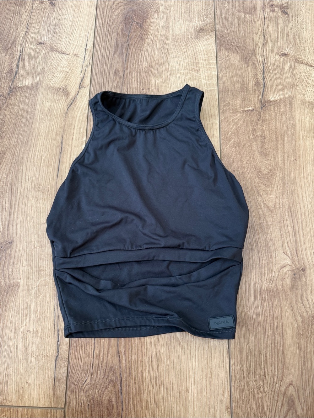Black High-Neck Athletic Crop Tank